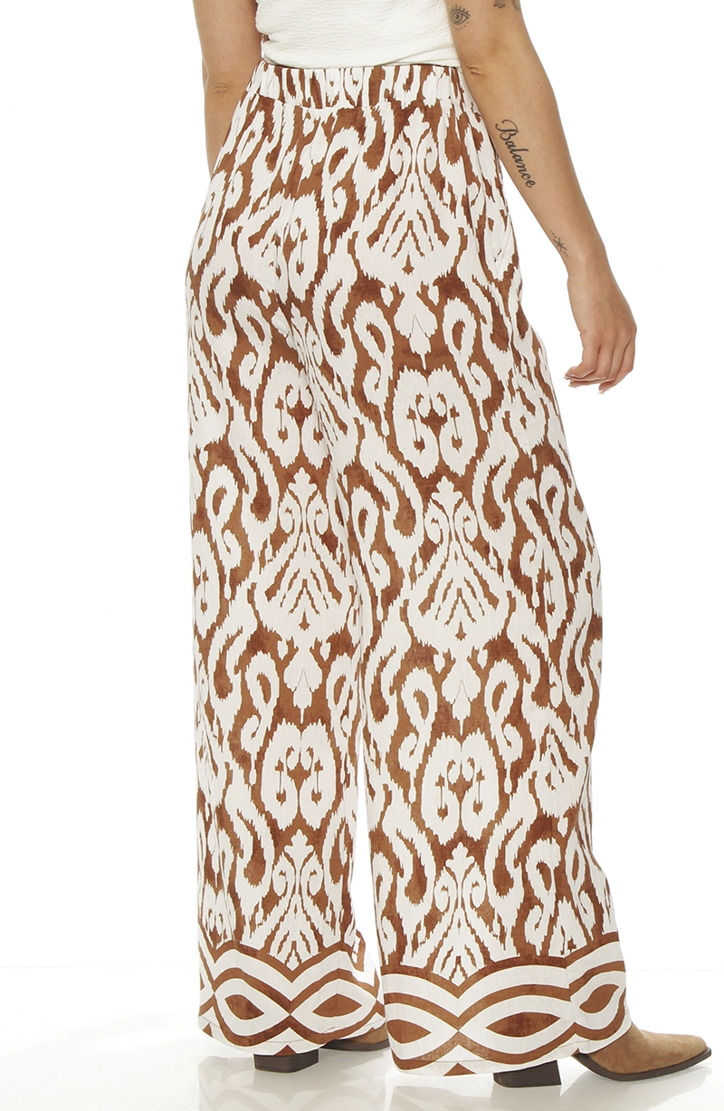 PANTALON WIDE LEG ESTAMPADO TIRO ALTO PRETINA ELASTICADA - 5