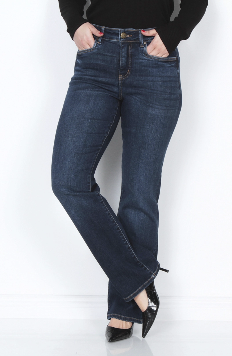 JEANS MUJER RECTO TIRO ALTO PRETINA BASICA 1 BOTON - 1