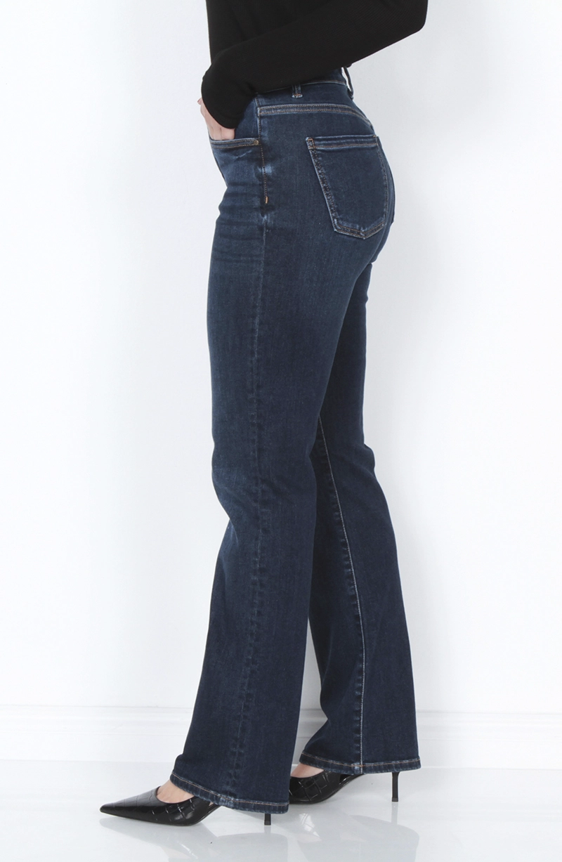JEANS MUJER RECTO TIRO ALTO PRETINA BASICA 1 BOTON - 3