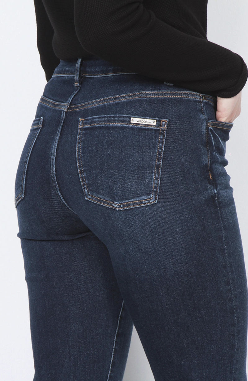 JEANS MUJER RECTO TIRO ALTO PRETINA BASICA 1 BOTON - 6