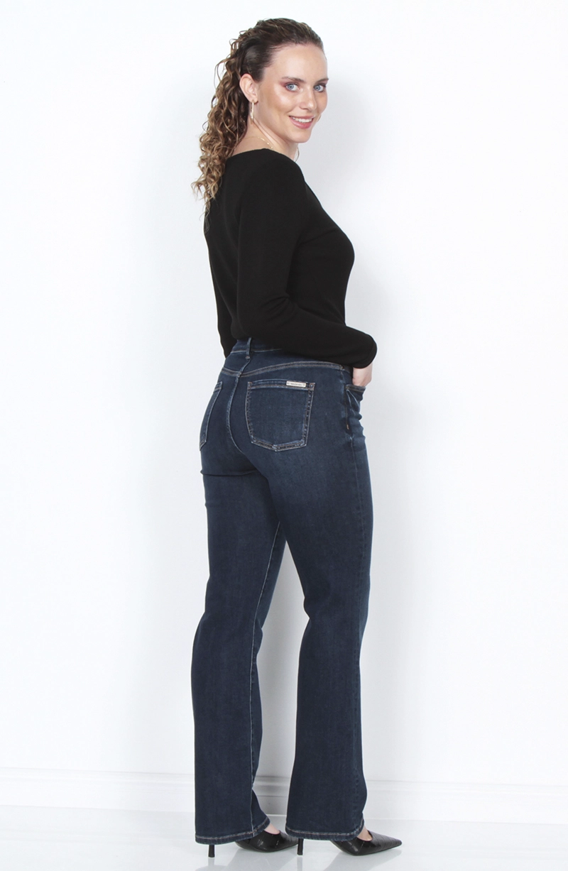 JEANS MUJER RECTO TIRO ALTO PRETINA BASICA 1 BOTON - 8