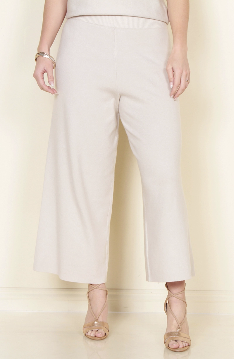 PANTALON TEJIDO WIDE LEG TIRO ALTO PRETINA ELASTICADA - 1