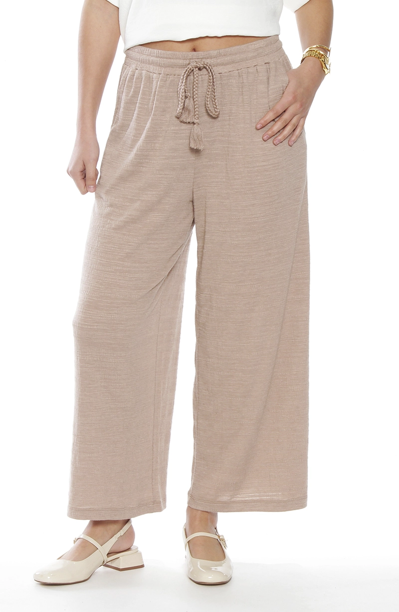 PANTALON WIDE LEG TIRO ALTO PRETINA BASICA ELASTICADA - 1