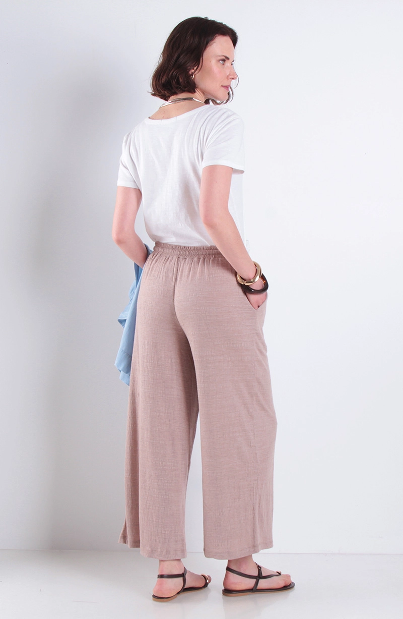 PANTALON WIDE LEG TIRO ALTO PRETINA BASICA ELASTICADA - 4