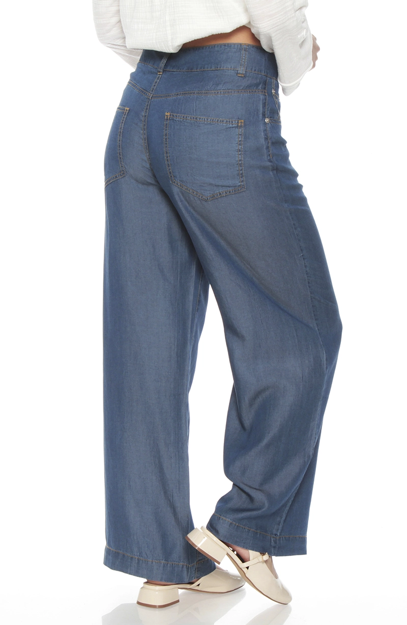 PANTALON LYOCELL WIDE LEG TIRO ALTO PRETINA BASICA 1 BOTON - 6