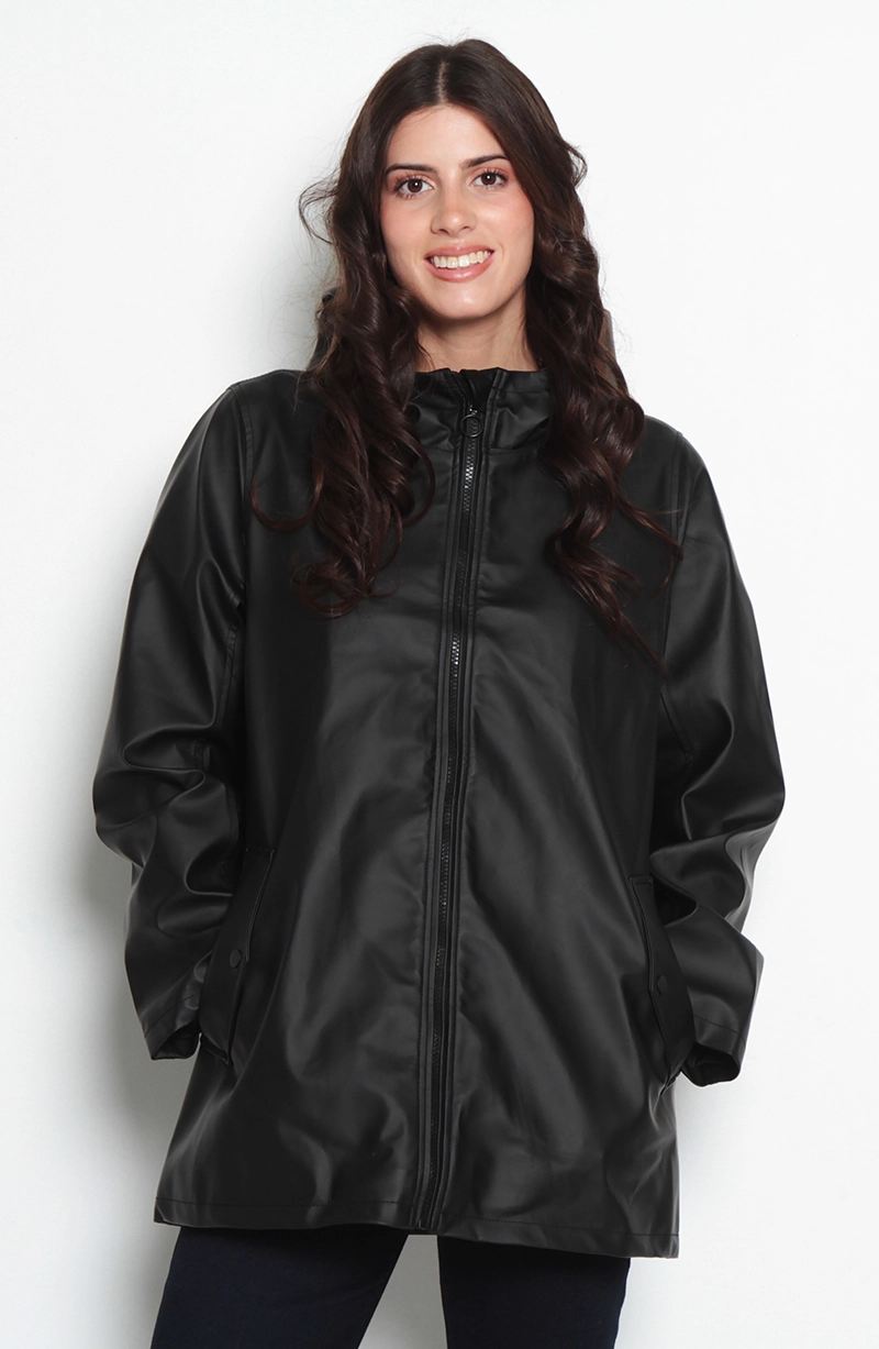 CHAQUETA IMPERMEABLE MANGA LARGA CON CAPUCHA - 1
