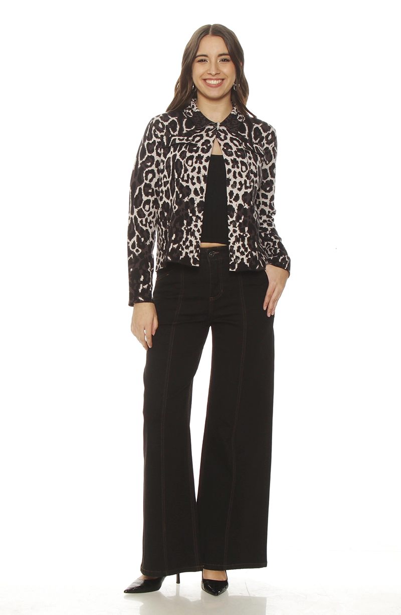 CHAQUETA ANIMAL PRINT MANGA LARGA BOTONADO EN DELANTERO - 4