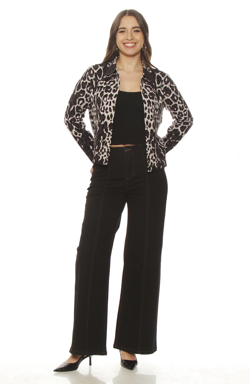 CHAQUETA ANIMAL PRINT MANGA LARGA BOTONADO EN DELANTERO - 5