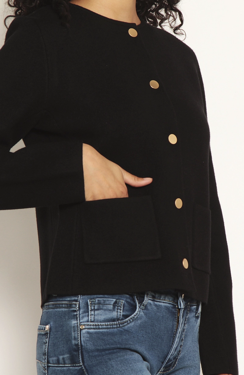 CHAQUETA TEJIDA MANGA LARGA ABOTONADO CON BOLSILLOS ESCOTE - 3