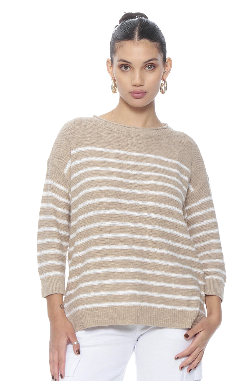 SWEATER MANGA LARGA LISTADO ESCOTE REDONDO - 1