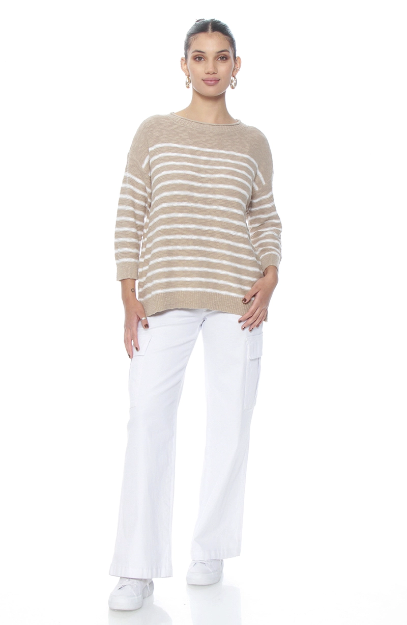 SWEATER MANGA LARGA LISTADO ESCOTE REDONDO - 4
