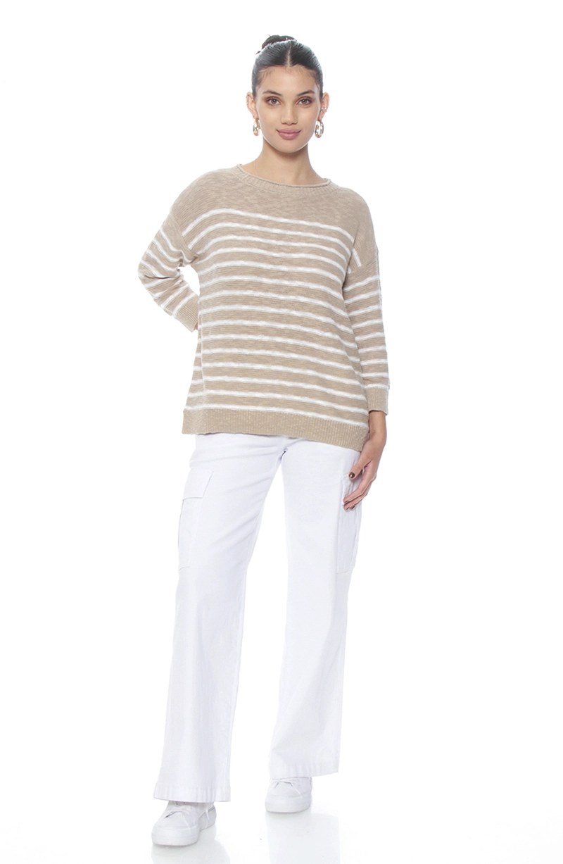 SWEATER MANGA LARGA LISTADO ESCOTE REDONDO - 5