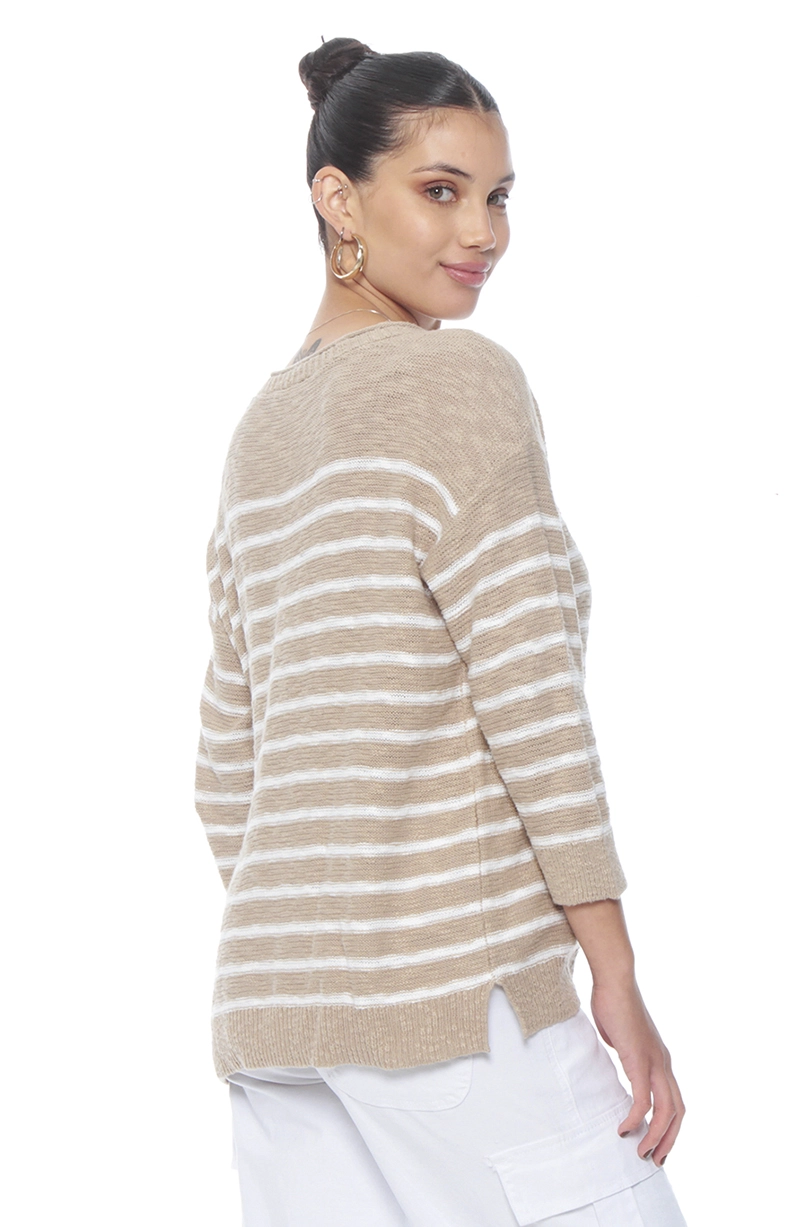 SWEATER MANGA LARGA LISTADO ESCOTE REDONDO - 6