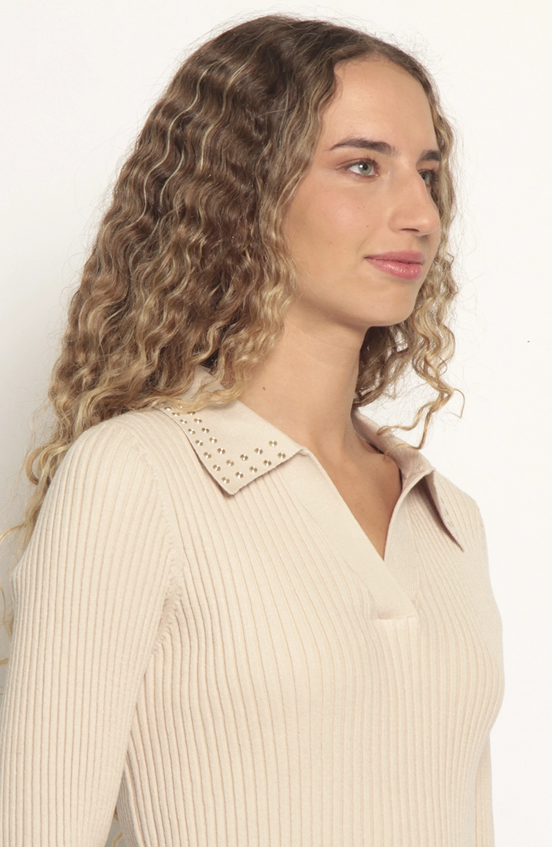 SWEATER MANGA LARGA ESCOTE REDONDO CON APLICACION - 2