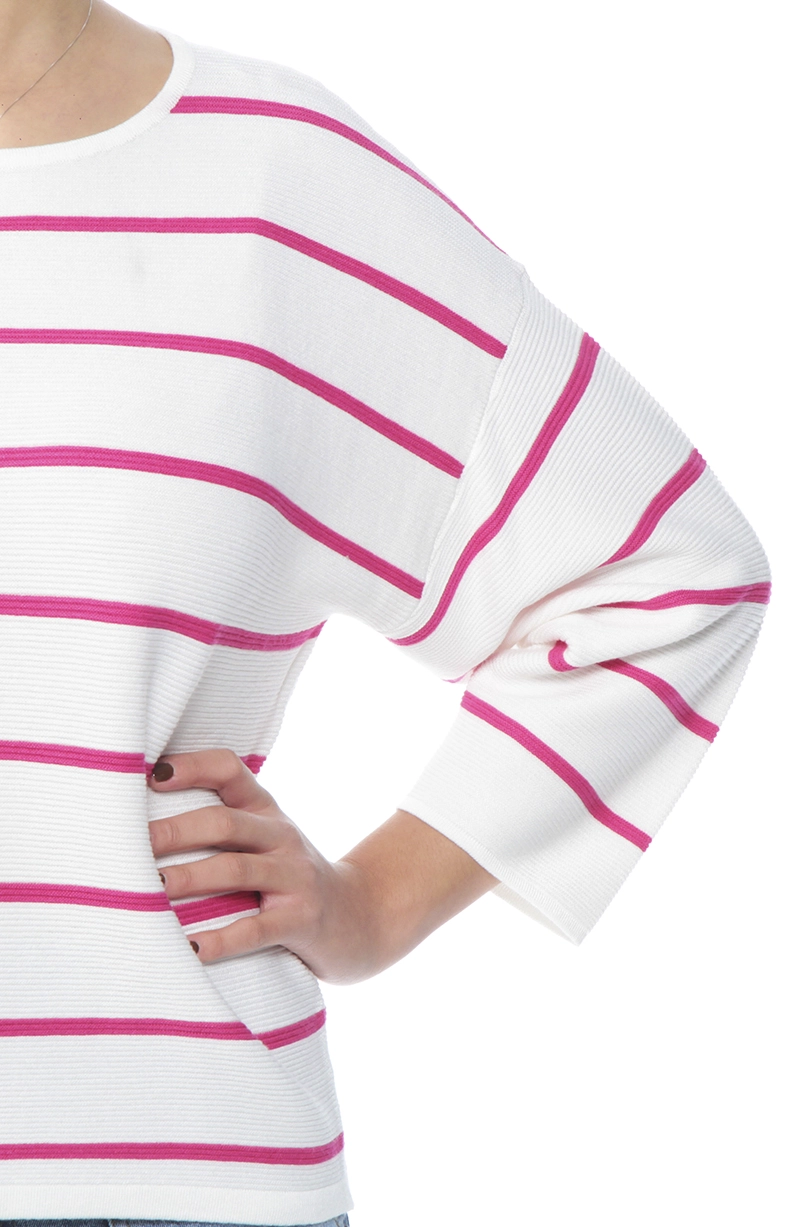 SWEATER MANGA 3/4 LISTADO CUELLO BOTE - 3