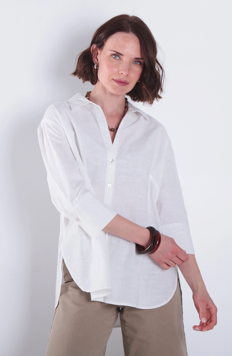 BLUSA MANGA LARGA LINO ABOTONADA EN DELANTERO - 1