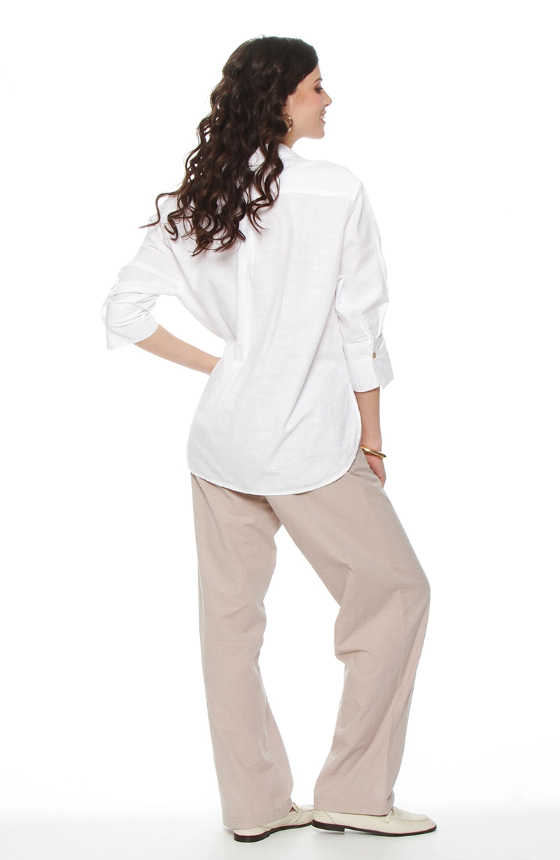 BLUSA MANGA LARGA LINO ABOTONADA EN DELANTERO - 7