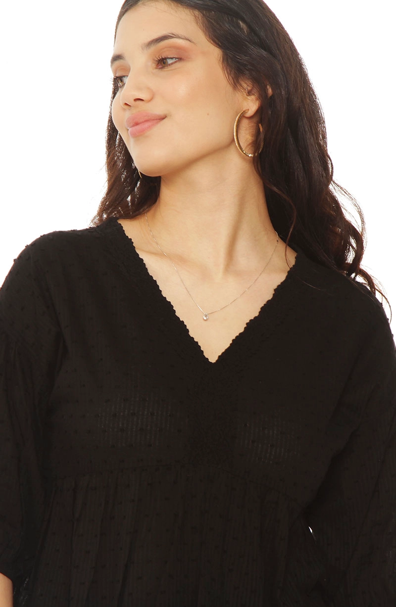 BLUSA MANGA CORTA BRODERY ESCOTE V - 2