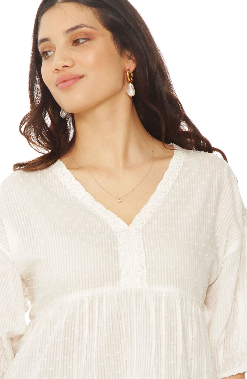 BLUSA MANGA CORTA BRODERY ESCOTE V - 2
