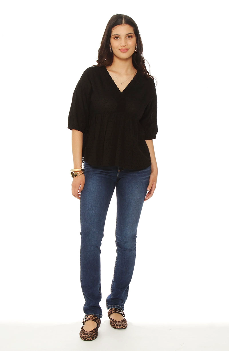 BLUSA MANGA CORTA BRODERY ESCOTE V - 3