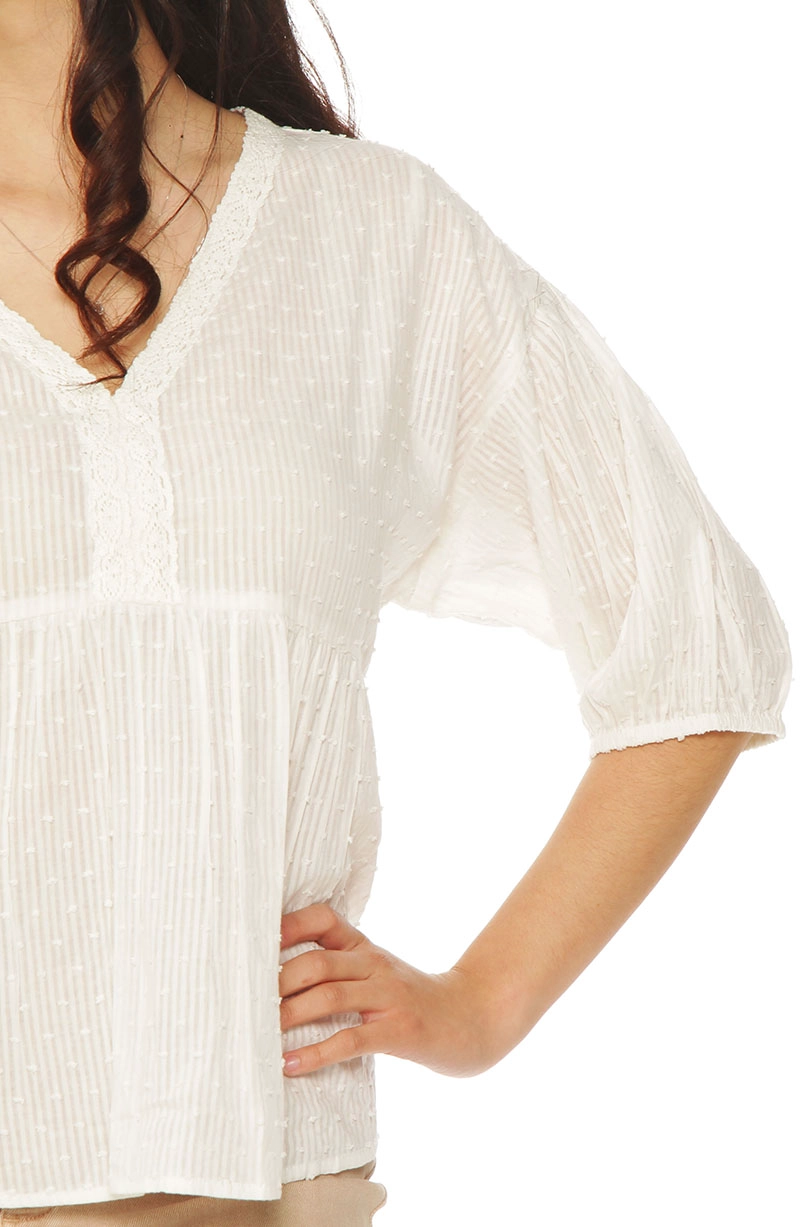 BLUSA MANGA CORTA BRODERY ESCOTE V - 3