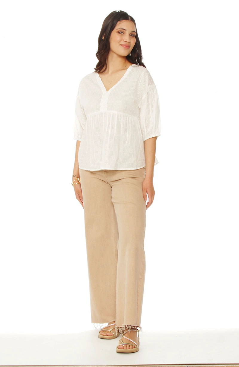 BLUSA MANGA CORTA BRODERY ESCOTE V - 4