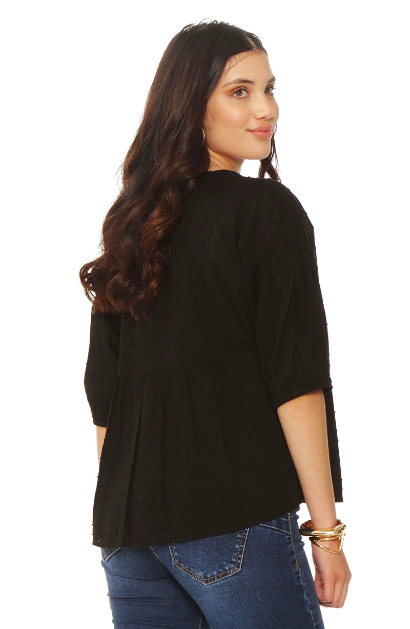 BLUSA MANGA CORTA BRODERY ESCOTE V - 5