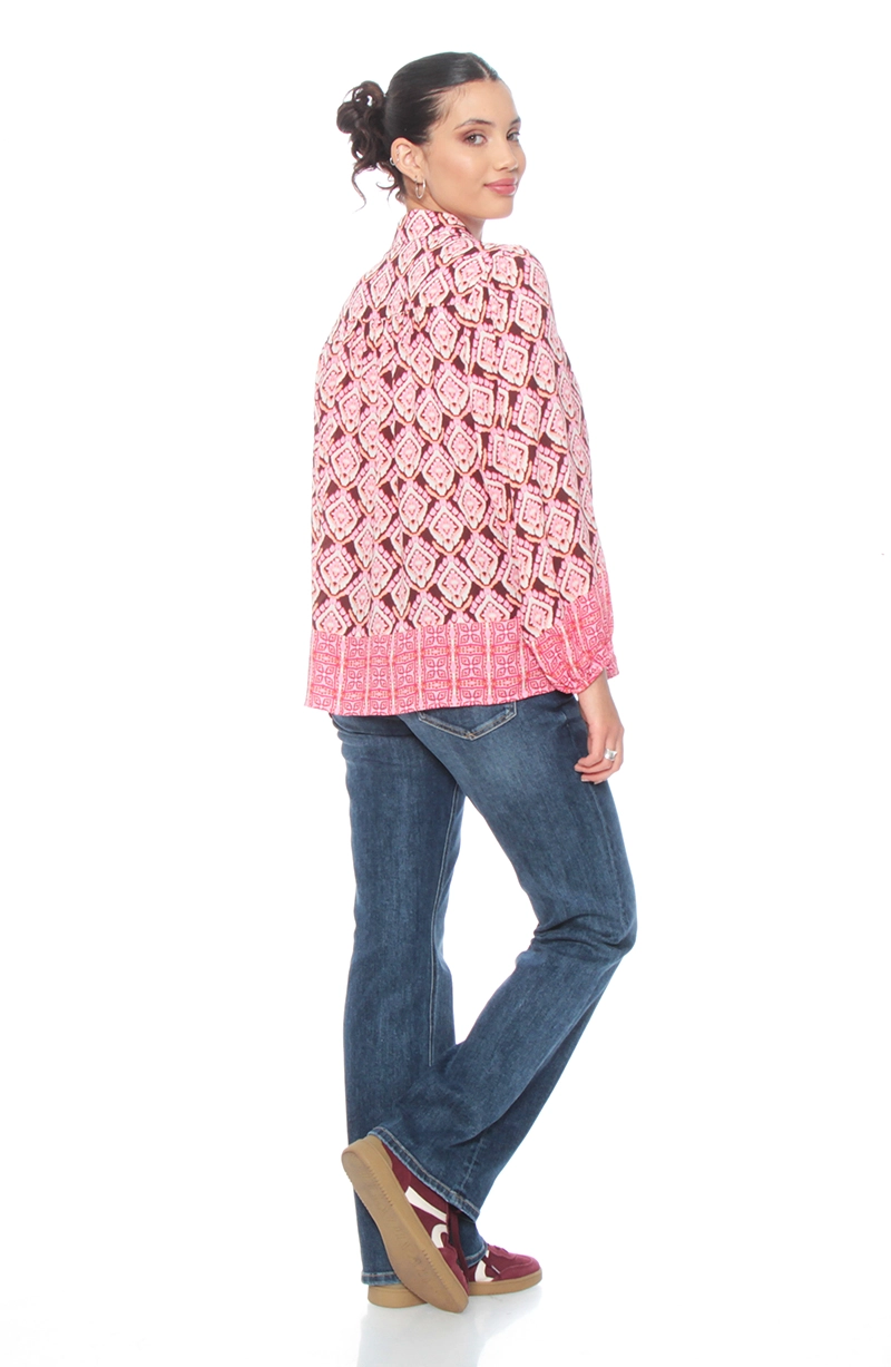 BLUSA MANGA LARGA ESTAMPADA ABOTONADA EN DELANTERO - 7