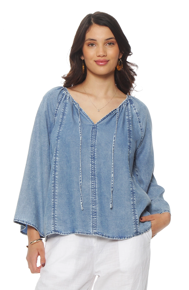 BLUSA MANGA LARGA LYOCELL ESCOTE V - 1