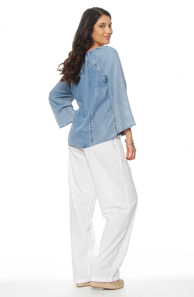 BLUSA MANGA LARGA LYOCELL ESCOTE V - 7