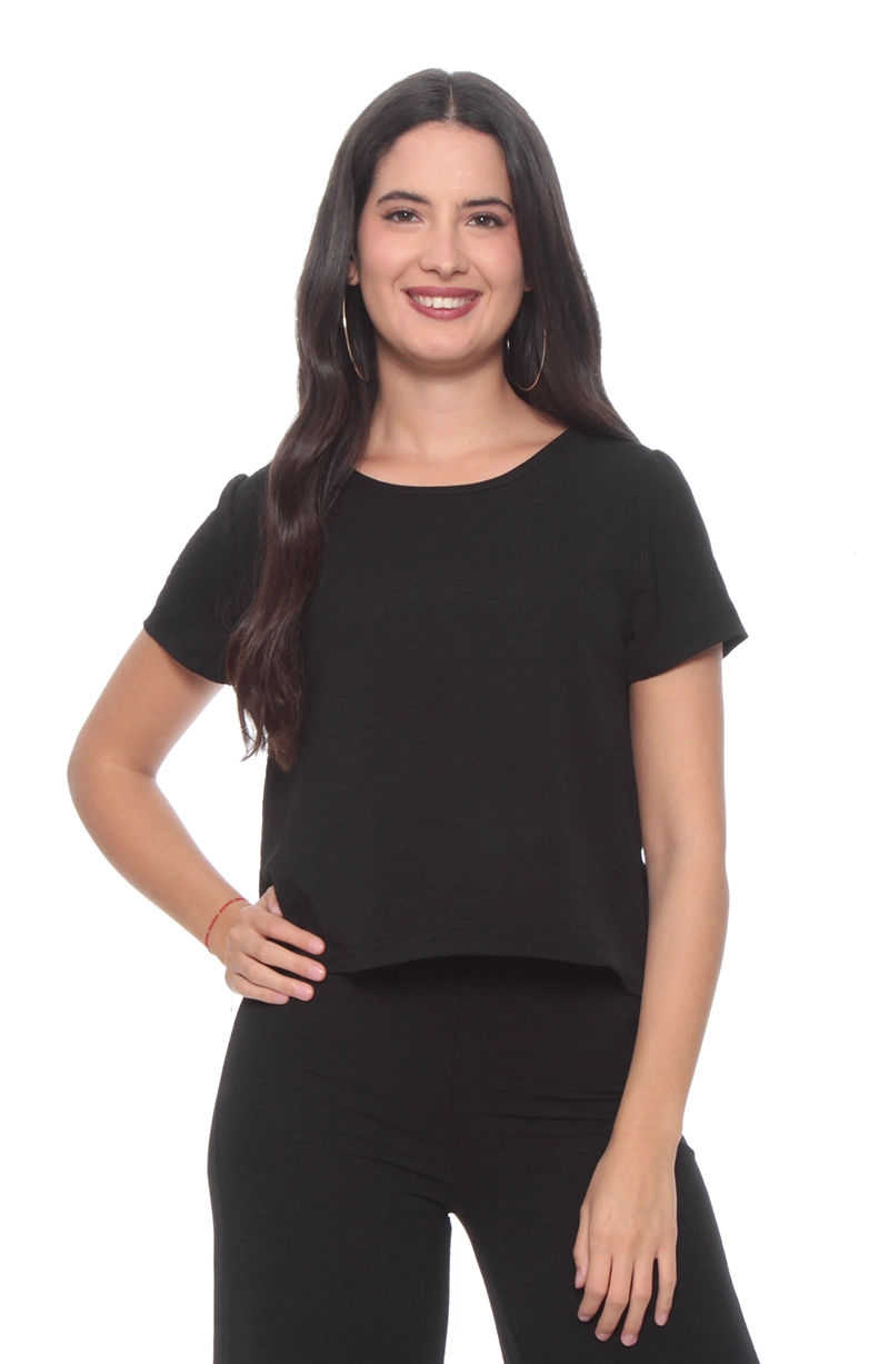 BLUSA MANGA CORTA ESCOTE REDONDO - 1