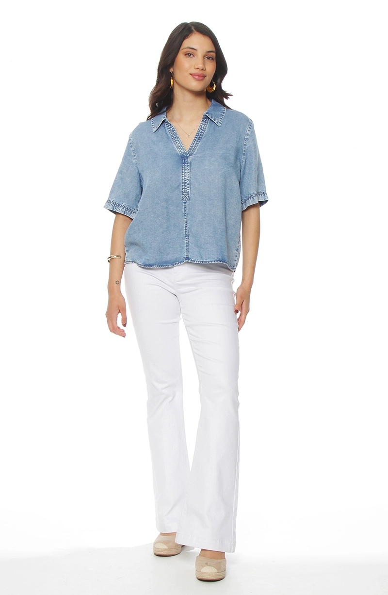 BLUSA MANGA CORTA LYOCELL ESCOTE V - 3