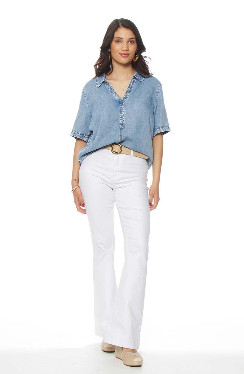 BLUSA MANGA CORTA LYOCELL ESCOTE V - 5