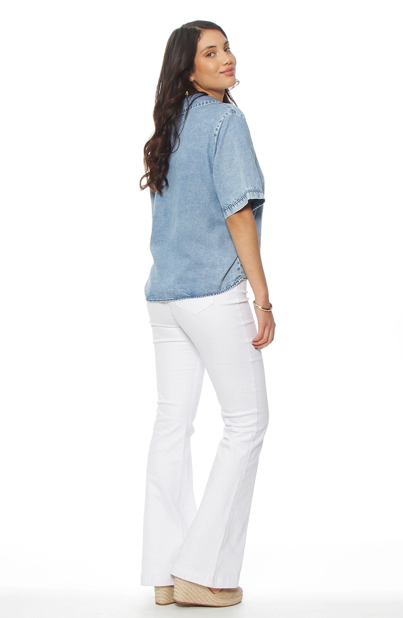 BLUSA MANGA CORTA LYOCELL ESCOTE V - 7