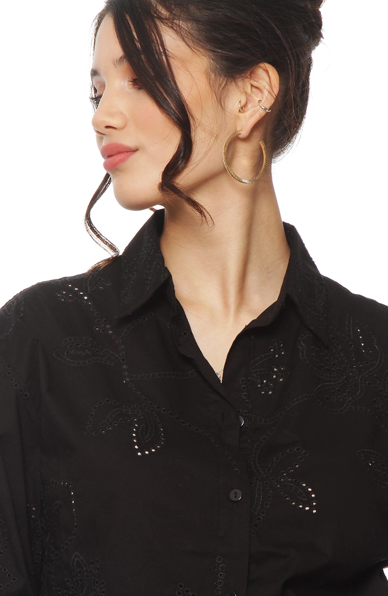 BLUSA MANGA LARGA BROIDERY ABOTONADA EN DELANTERO - 2