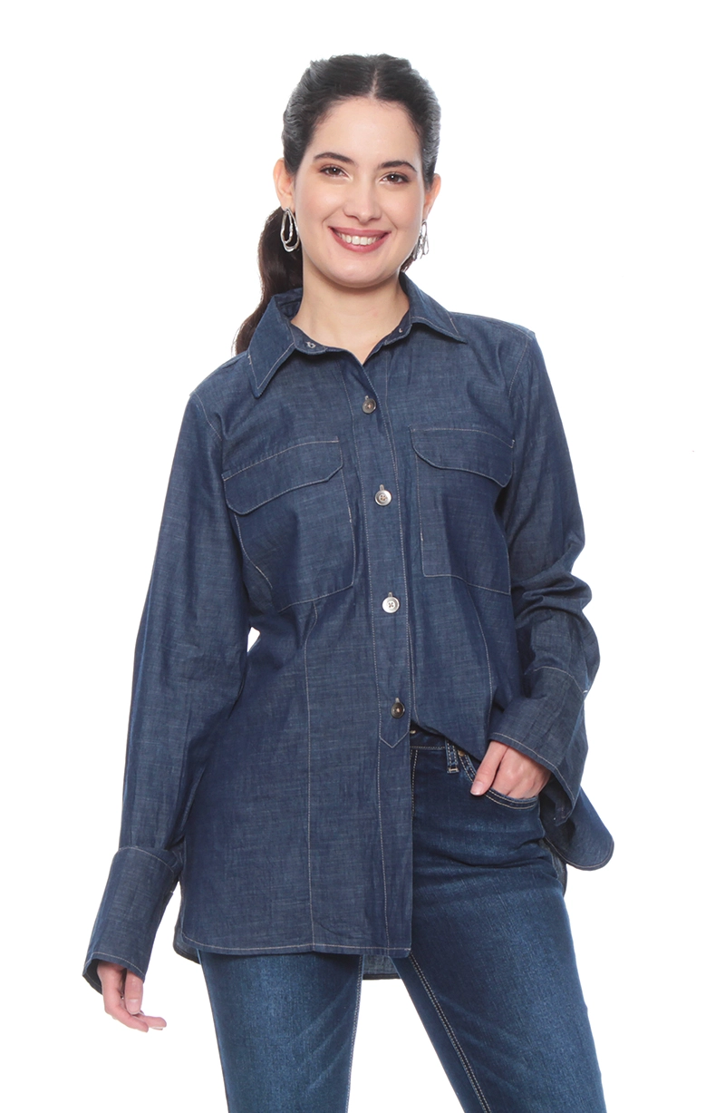 BLUSA  LYOCELL ABOTONADA EN DELANTERO CON BOLSILLO - 1