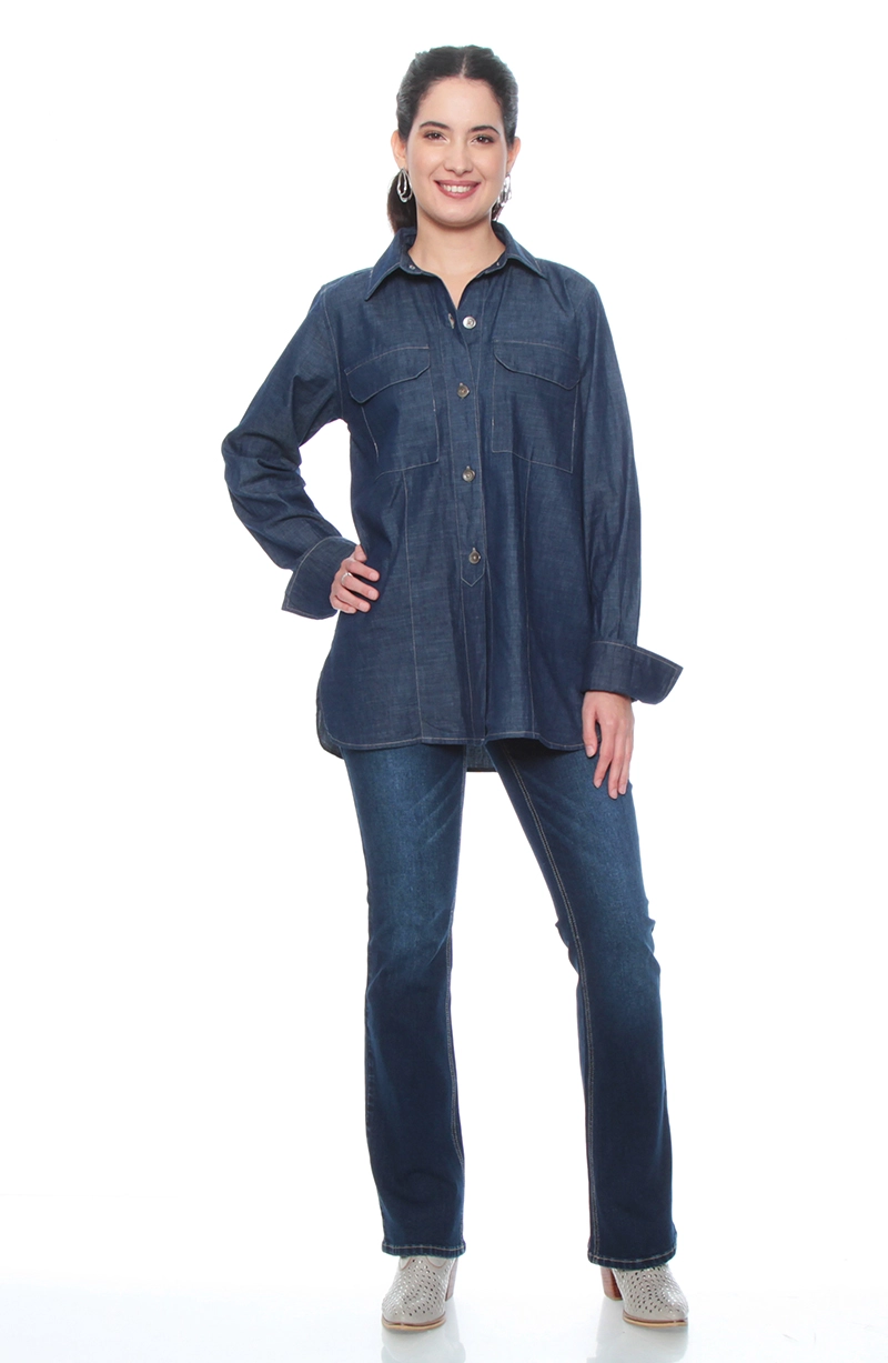 BLUSA  LYOCELL ABOTONADA EN DELANTERO CON BOLSILLO - 4