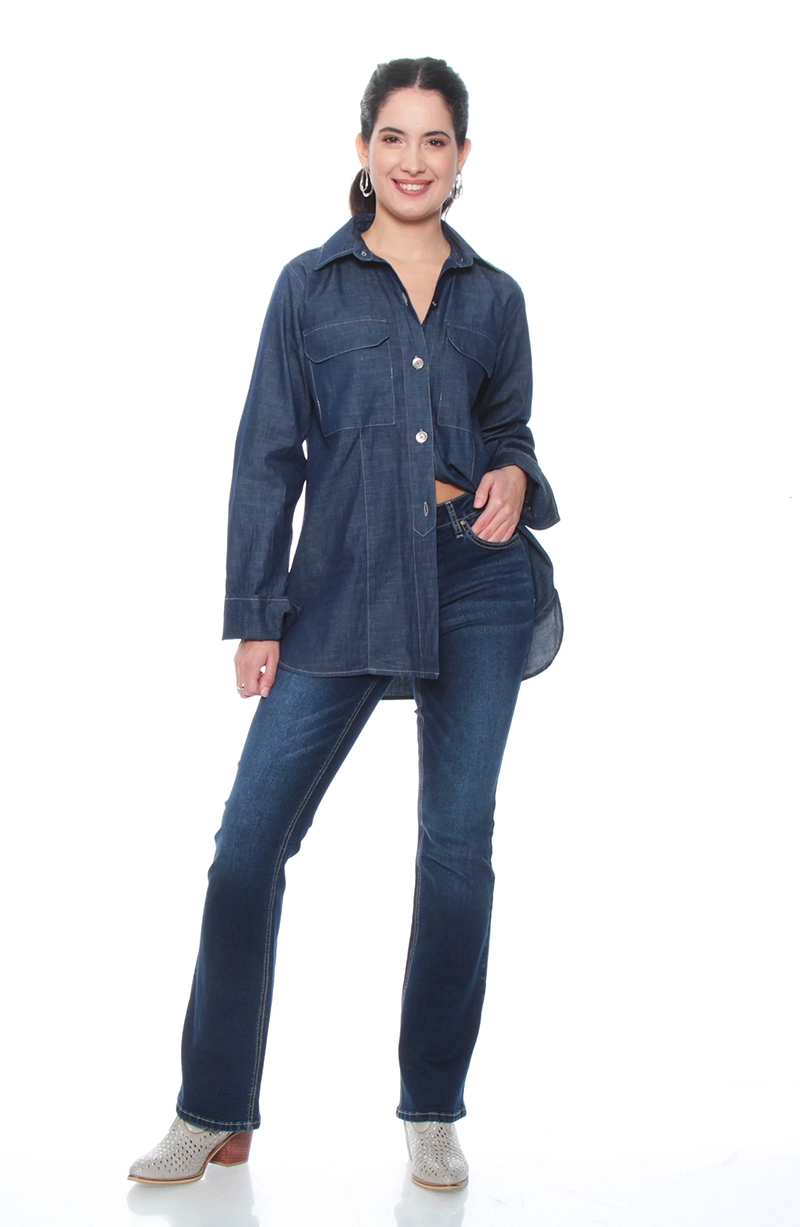 BLUSA  LYOCELL ABOTONADA EN DELANTERO CON BOLSILLO - 5