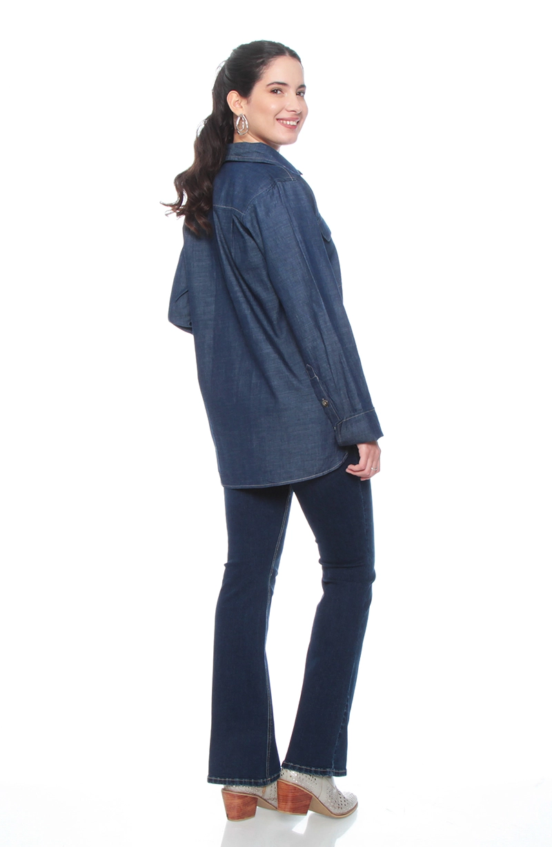 BLUSA  LYOCELL ABOTONADA EN DELANTERO CON BOLSILLO - 7