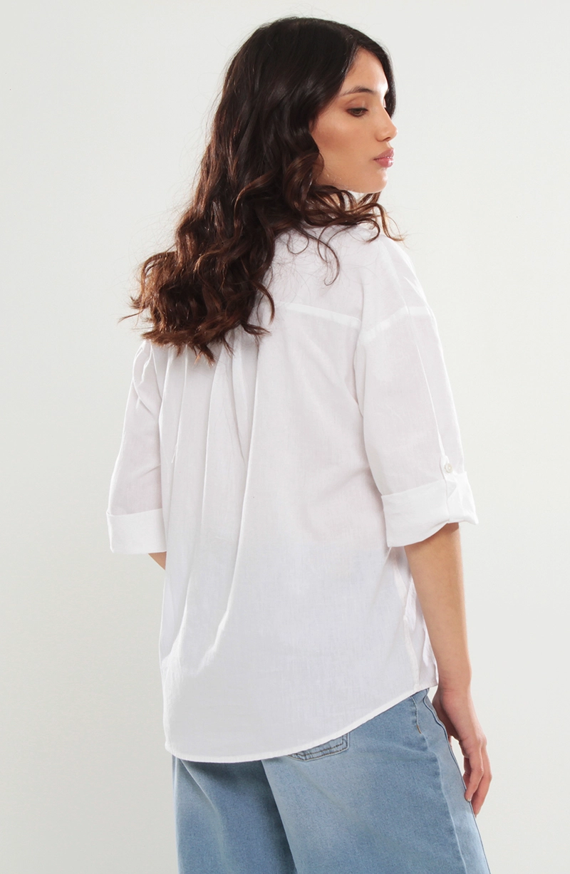 BLUSA MANGA LARGA ABOTONADA EN EL DELANTERO - 4