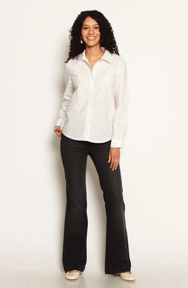 BLUSA MANGA LARGA CON BROIDERY EN DELANTERO - 5