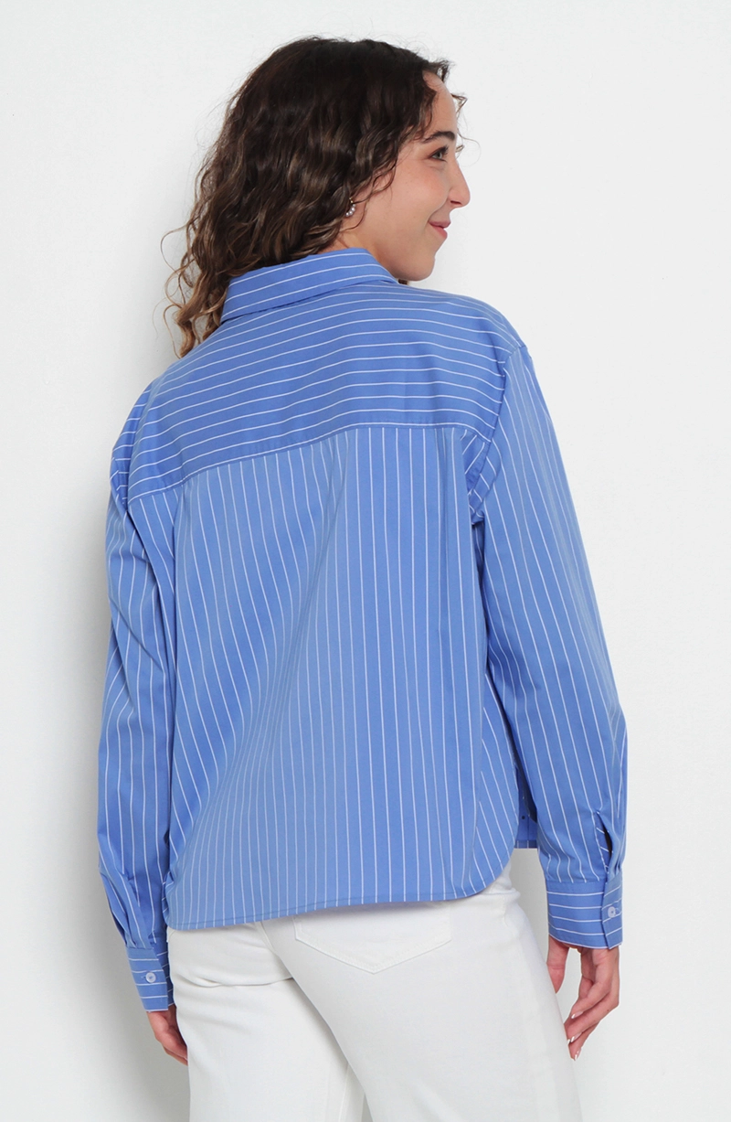 BLUSA MANGA LARGA LISTADA ABOTONADA EN DELANTERO - 9