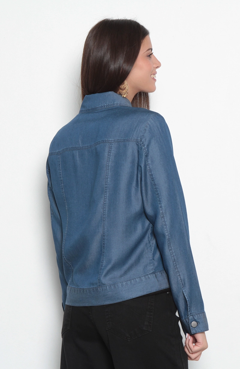 CHAQUETA TENCEL ABOTONADA EN DELANTERO Y BOLSILLOS - 7