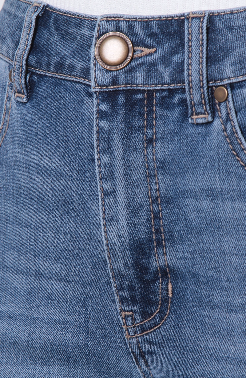 JEANS MUJER RECTO TIRO ALTO PRETINA BASICA 1 BOTON - 2