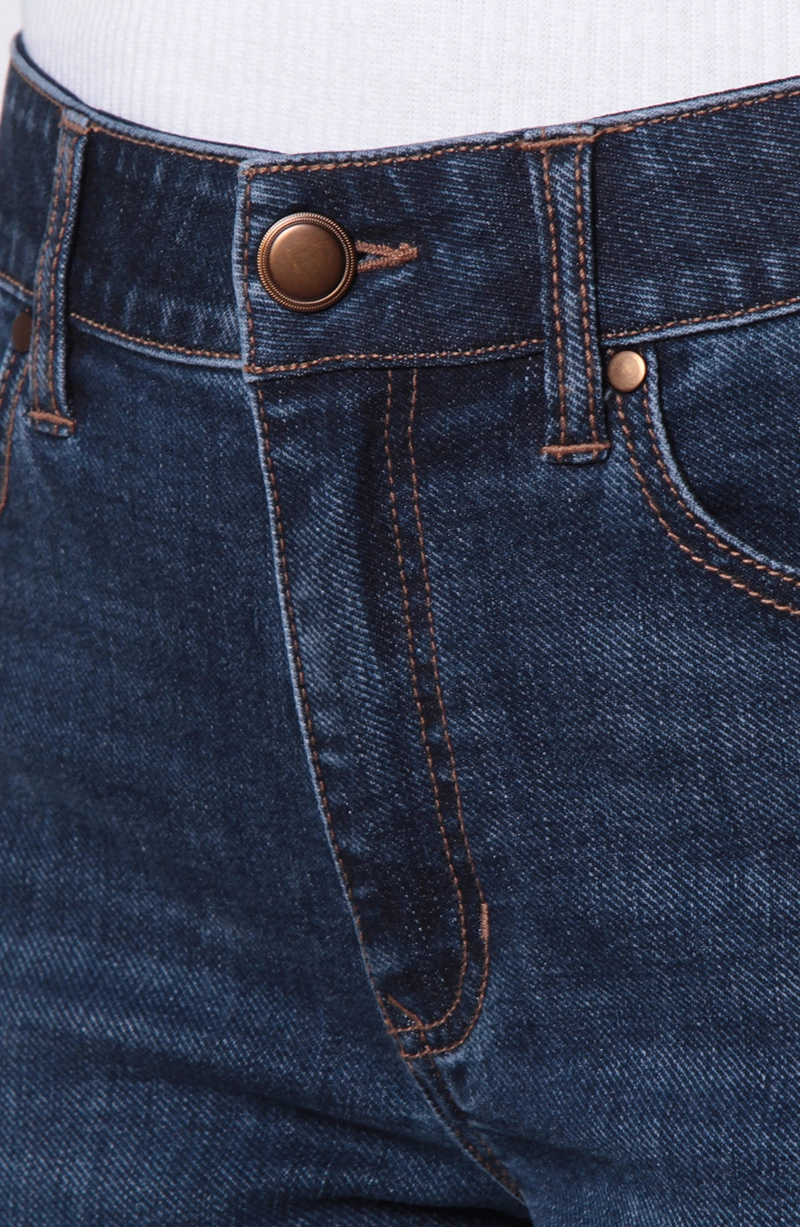 JEANS MUJER  RECTO ROLL UP TIRO ALTO PRETINA BASICA  1 BOTON - 2