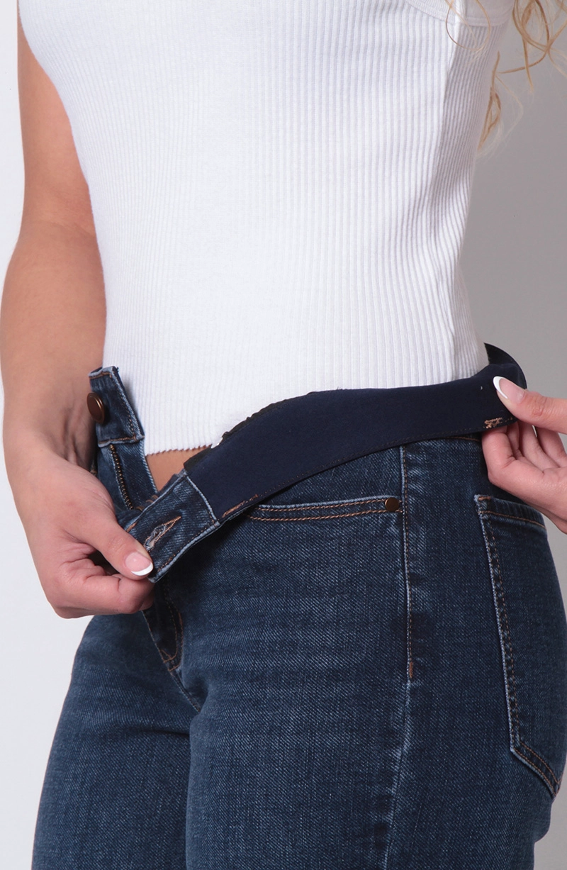 JEANS MUJER  RECTO ROLL UP TIRO ALTO PRETINA BASICA  1 BOTON - 7