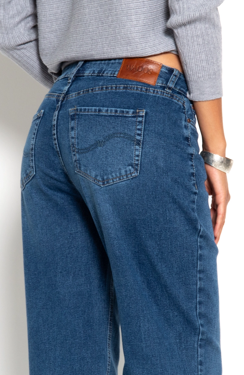 JEANS MUJER WIDE TIRO MEDIO PRETINA BASICA 2 BOTON - 7