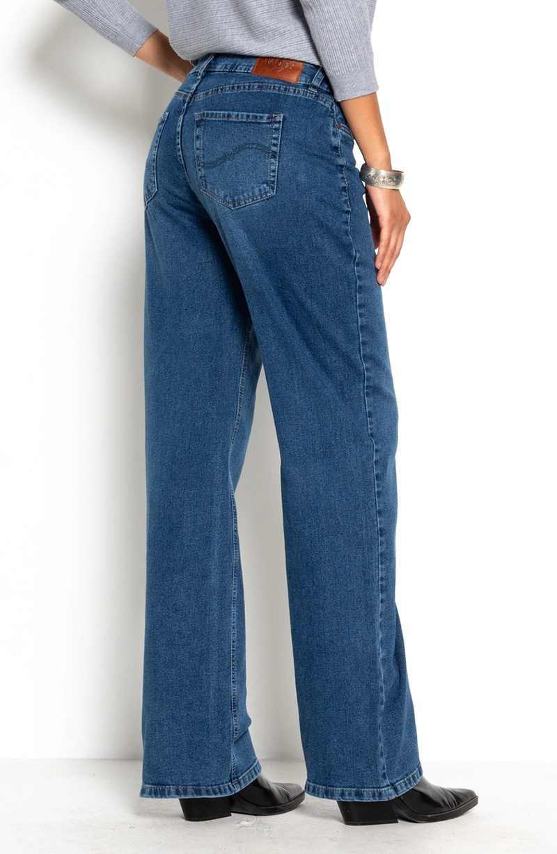 JEANS MUJER WIDE TIRO MEDIO PRETINA BASICA 2 BOTON - 8