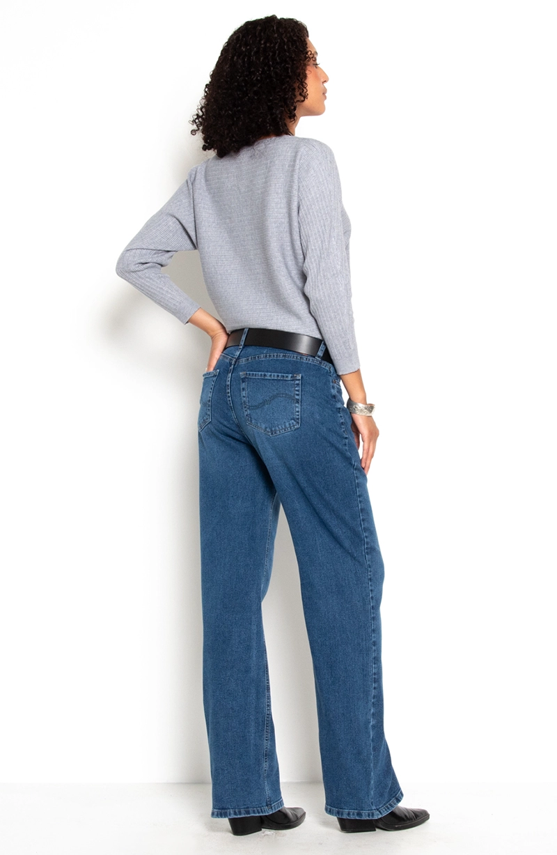 JEANS MUJER WIDE TIRO MEDIO PRETINA BASICA 2 BOTON - 9