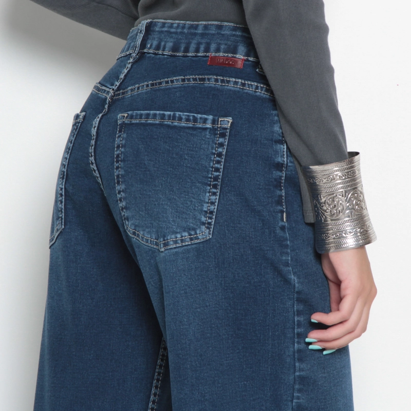 JEANS MUJER WIDE TIRO ALTO PRETINA BASICA 1 BOTON - 6
